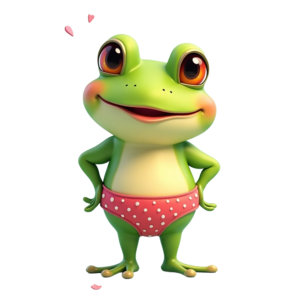 Cute Frog in Pink Polka Dot Shorts